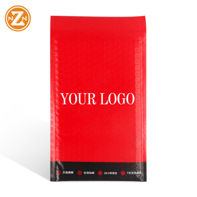 Custom logo design matt red poly bubble mailer padded envelopes plastic packaging bag for transport